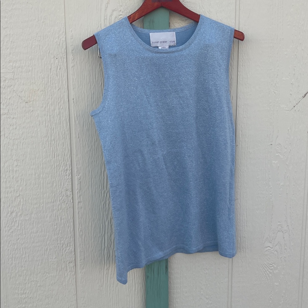 Susan Graver Style Blue Sleeveless Top Size small